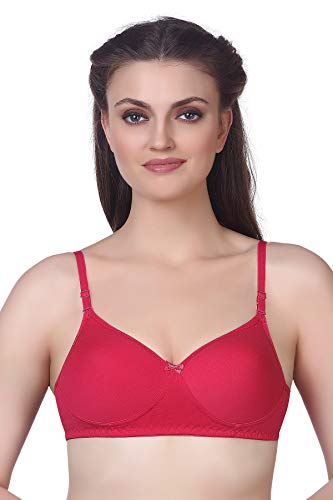 VSTAR Women's Cotton Blend Padded Non-Wired Regular Bra  (F05784_Coral_32B_Coral_32B)