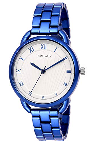 Timesmith White Dial Blue Stainless Steel Strap Analog Watches for