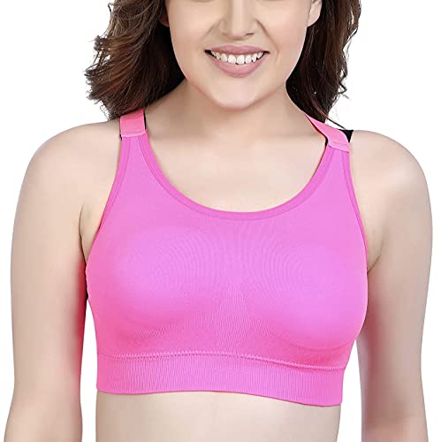 XMXM Women Cotton Polyester Padded Wireless Sports Bra with