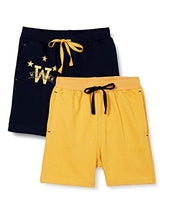 Load image into Gallery viewer, Cloth Theory Boy&#39;s Regular fit Cotton Shorts (Pack of 2) (CTSH_027_Navy+Yellow_2-3 Years)
