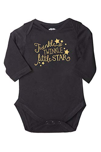 Bon Organik Twinkle Twinkle Little Star Babysuit for Baby(BON2025-HT-BK-K-9-12M1T Tee) Black