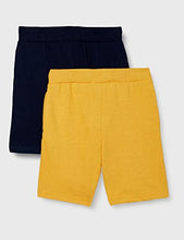 Load image into Gallery viewer, Cloth Theory Boy&#39;s Regular fit Cotton Shorts (Pack of 2) (CTSH_028_Yellow+Navy_3-4 Years)
