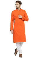 STYLEXA Men's Solid Straight Kurta Pyjama Set Cotton Orange