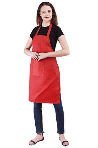 Tolexo Polyester Fre size Kitchen Unisex Apron with 1 pocket-Mehroon (size: 32 inchx 23 inch) (RED)