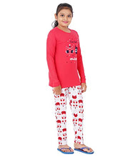 Load image into Gallery viewer, MIST N FOGG Girls&#39; Printed Cotton Nightwear|Top and Pyjama Set of 1(Coral red,11-12 Years)
