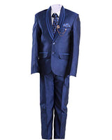 FOURFOLDS 4 Piece Coat Suit with Shirt Pant Blazer & Tie for Kids & Boys_SH163 (Dark Blue, 2-3 Years)