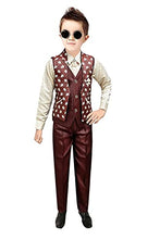 Load image into Gallery viewer, TUCUTE Kids Boy&#39;s Blended Waistcoat, Shirt, Tie Trouser Set (KKS016-Maroon-Cream, 3-4 Years)
