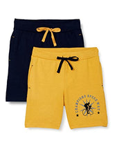 Load image into Gallery viewer, Cloth Theory Boy&#39;s Regular fit Cotton Shorts (Pack of 2) (CTSH_028_Yellow+Navy_5-6 Years)
