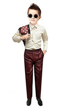 Load image into Gallery viewer, TUCUTE Kids Boy&#39;s Blended Waistcoat, Shirt, Tie Trouser Set (KKS016-Maroon-Cream, 5-6 Years)
