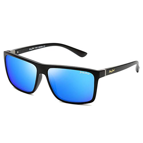 GREY JACK TR90 Material Sports Polarized UV400 Protected Sunglasses for Men 1310 Shine Black/Ice Blue