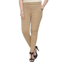Load image into Gallery viewer, Shree Nath Enterprises Lycra Checks Pattern Printed Jeggings for Women and Girls- Combo, Pack of 2 (30, Beige &amp; Maroon)
