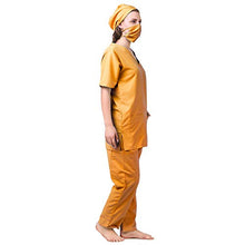 Load image into Gallery viewer, PrimeSurgicals Unisex Scrub Suit V-Neck 3 Pocket Top and 4 Pocket Cargo Trouser with Cap and Mask - (36 - S, Amber Yellow)
