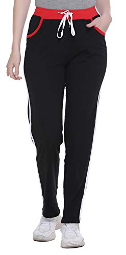SHAUN Women's Regular Fit Cotton Trackpants (831W1_K_Black_3XL)