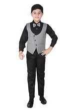 Load image into Gallery viewer, Pro-Ethic Style Developer Boy&#39;s Cotton 3 Piece Suit for Boys, Kids Wear with Waistcoat, Tie, Full Sleeve Shirt and Pant ll 3 pcs Suit for Kids boy (Set of 4) (Grey, 5-6 Years)
