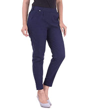 Load image into Gallery viewer, Real Bottom Women Regular Fit Elastic Waist Cotton Formal Trouser (RBPAT-0004XL_Navy Blue_X-Large)
