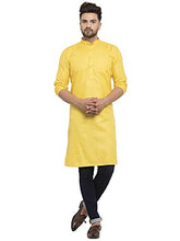 Load image into Gallery viewer, KSH TRENDZ Men&#39;s Cotton Blend Straight Kurta Only (Large, Yellow)
