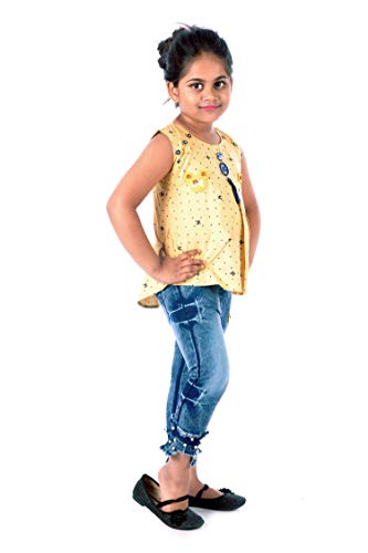 Aayat Fashion Kids Girls Knee Length Slim Fit Western Dress Rayon Top and  Blue Jeans Pant (C Green, 2-3 Years) : : Fashion