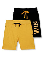 Cloth Theory Boy's Regular fit Cotton Shorts (Pack of 2) (CTSH_023_Yellow+Black_3-4 Years)