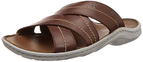 Clarks Men's Rembo Slide Brown Leather Sandals-9 UK (9.12615E+13)
