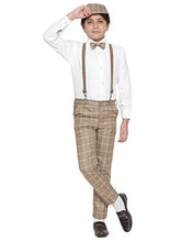 Load image into Gallery viewer, Jeetethnics Boys Khaki Suspender Pant Set with Shirt, Bow and Cap (1100J)
