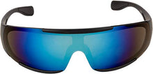 Load image into Gallery viewer, NuVew Mirrored Sports Unisex Sunglasses - (Ice Blue-Purple Mirror Lens | Black-Red Frame | Large) - Pack of 1
