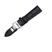 Load image into Gallery viewer, EwatchAccessories 22mm Genuine Leather Men&#39;s Deployment Buckle Clasp Watch Band Strap
