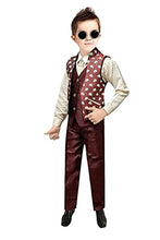 Load image into Gallery viewer, TUCUTE Kids Boy&#39;s Blended Waistcoat, Shirt, Tie Trouser Set (KKS016-Maroon-Cream, 10-11 Years)
