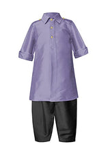 Load image into Gallery viewer, A.T.U.N. All Things Uber Nice Boy&#39;s Polyester Regular Kurta (BKLS PTS_Lavender-Black_8-9 Years)
