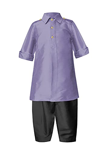 A.T.U.N. All Things Uber Nice Boy's Polyester Regular Kurta (BKLS PTS_Lavender-Black_8-9 Years)