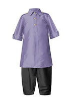 A.T.U.N. All Things Uber Nice Boy's Polyester Regular Kurta (BKLS PTS_Lavender-Black_5-6 Years)