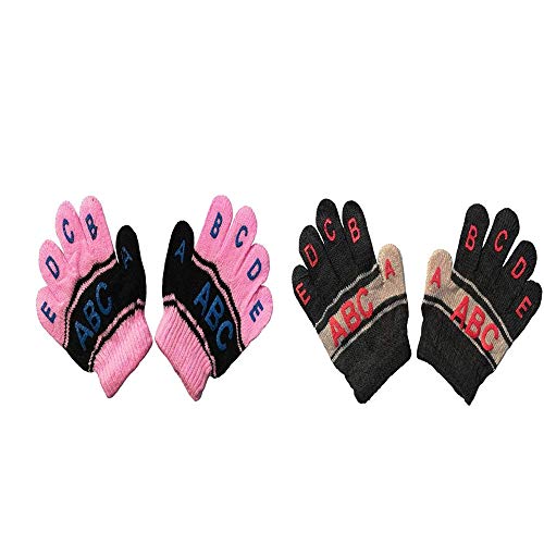 V3E Kid's Boys & Girls Winter Woolen Multi-Color Gloves (Multicolor)-(Pack of 02)