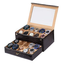 Load image into Gallery viewer, THE RUNNER Premium Brown Crocodile PU Leather 20 Grid Watch Storage Organizer (Brown)
