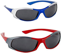 Synbus Wrap Around Sports Unisex Goggles Wrap Around Boy's and Girl's Sports Kids Sunglasses - Combo of 2 (3-6 Years, Blue, Red)
