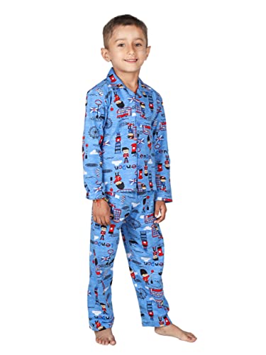 Urban Flu Kids Boys & Girls Cotton Printed Night Suit || Shirt with Pajama || Pack of 1 || (3 Years to 9 Years) Dark Blue