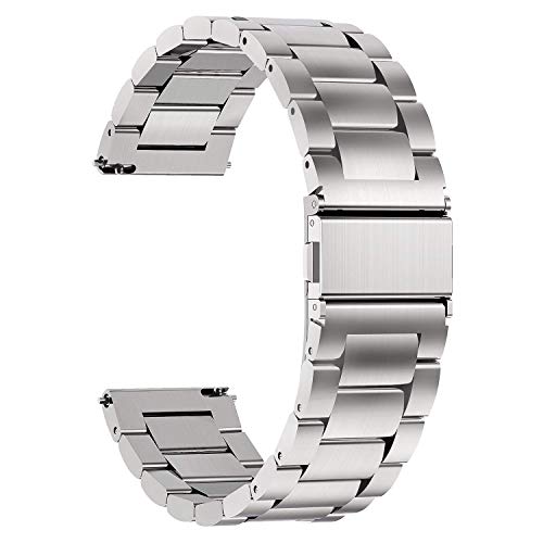 Acm Watch Strap Stainless Steel Metal 20mm Compatible with Skagen Connected SKT1104 Smartwatch Belt Luxury Band Metallic Silver