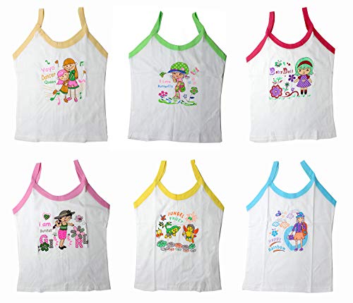 Northern Miles Unisex Cotton Toddlers Regular Fit Printed Sleeveless Camisoles (9-10 Years, Multicolour) - Pack of 6