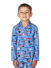 Load image into Gallery viewer, Urban Flu Kids Boys &amp; Girls Cotton Printed Night Suit || Shirt with Pajama || Pack of 1 || (3 Years to 9 Years) Dark Blue
