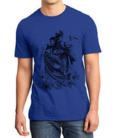 Caseria Men's Round Neck Cotton Half Sleeved T-Shirt with Printed Graphics - Krishna and Radha (Royal Blue, L)