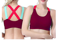 Dilency Sales Racer Back Sports Bra for Women's/Girls (Gym,Yoga,Running,Workout) (Removable Pads) (30 to 34 Size) (b, Maroon)