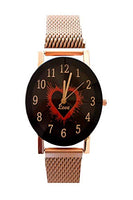 Analog Round Dial Magnet Style Mesh Strap Watches