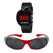 Load image into Gallery viewer, faas Men&#39;s and Women&#39;s Blue Sports Goggle Sunglass with Black Digital Watch (6-14 Years)
