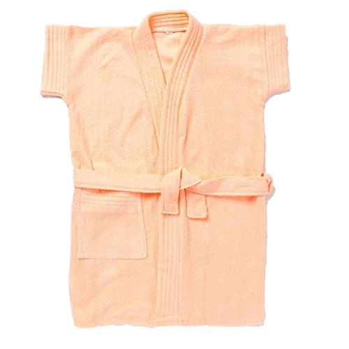 Sanddune Kids Girl Bathrobe |100% Terry Cotton Shower Gown | Half Sleeve Knee Length Kids Girl Bath Robes | Pocket with Waist belt Kid Girl Bathrobes | Peach Bathrobe | 1-2 Year Kid