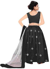 Load image into Gallery viewer, Clothesshop Girl&#39;s Satin Semi-stitched Lehenga Choli (CS_Silver_Butti_Black_11-12 Years)
