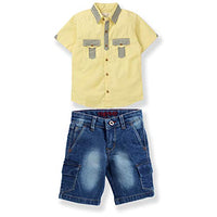 Tonyboy Boy's Regular Fit Denim Suit (2270_Blu_2414_Ylw_Blue/Yellow_2-3Y)