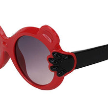 Load image into Gallery viewer, Amour Red &amp; Black Full Framed Bear Ears &amp; Paws Medium Sized Cat Eye Sunglasses with Purple Gradient Lens for Girls (6-9 Years)
