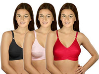 Selfcare Girls' Cotton Non-Padded Non-Wired Regular Bra (Pack of 3) (SN0477-42B_Black, Pink & Red_42)