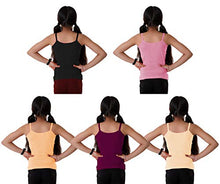 Load image into Gallery viewer, Suruthi Girl&#39;s Multicolour Camisole / Slip (Pack of 5) (70 cm, BLACK, SKIN, BURGUNDY, PEACH, PINK)
