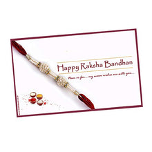 Load image into Gallery viewer, Ascension  Kundan Bhaiya bhabhi Rakhi Rakshabandhan Gift Bracelet Designer Rakhi for Bhaiya Brother Sister in law Bhabhi Lumba Rakhi with Card,2 Dark fantasy Cookies sweet &amp; Roli Tilak Pack

