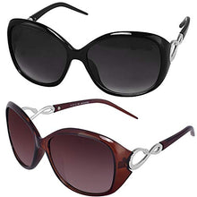 Load image into Gallery viewer, Y&amp;S Women&#39;s Cat Eye Oval Oversized Black and Brown Medium Butterfly Shape Sunglass - Combo
