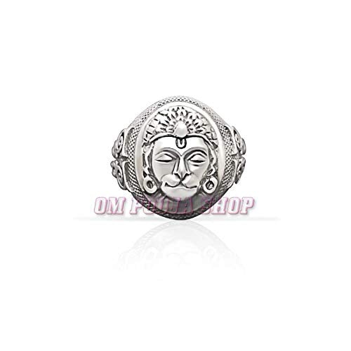 Om Pooja Shop Hanuman Ring in 92.5% Pure Silver - for Men